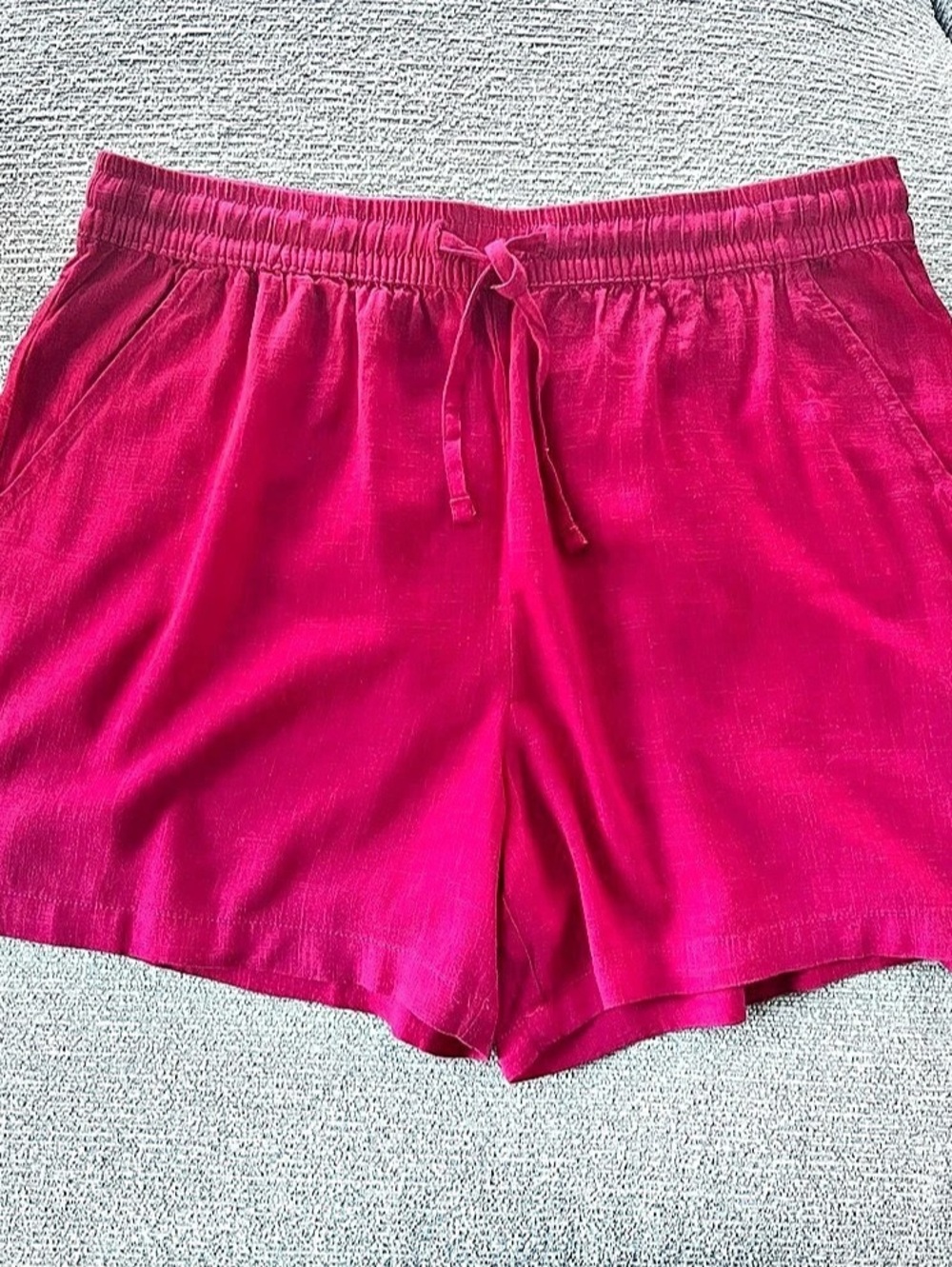 Iyla Women's Linen-Blend Short Relaxed Fit Shorts in Pink Size Large NWT